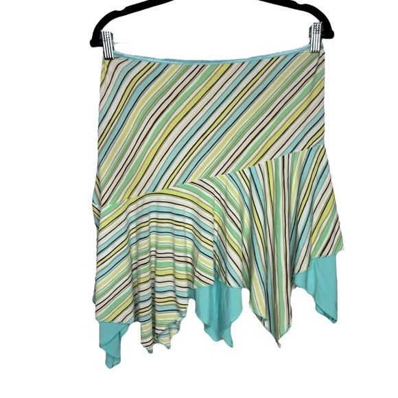 Y2K 90s Fairycore Preppy Asymmetrical Stripped Mini Skit Size Medium - Picture 1 of 9